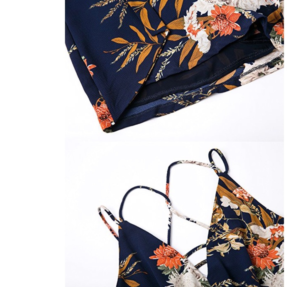 Backless Floral Print Short Jumpsuit - Picture 4 of 8